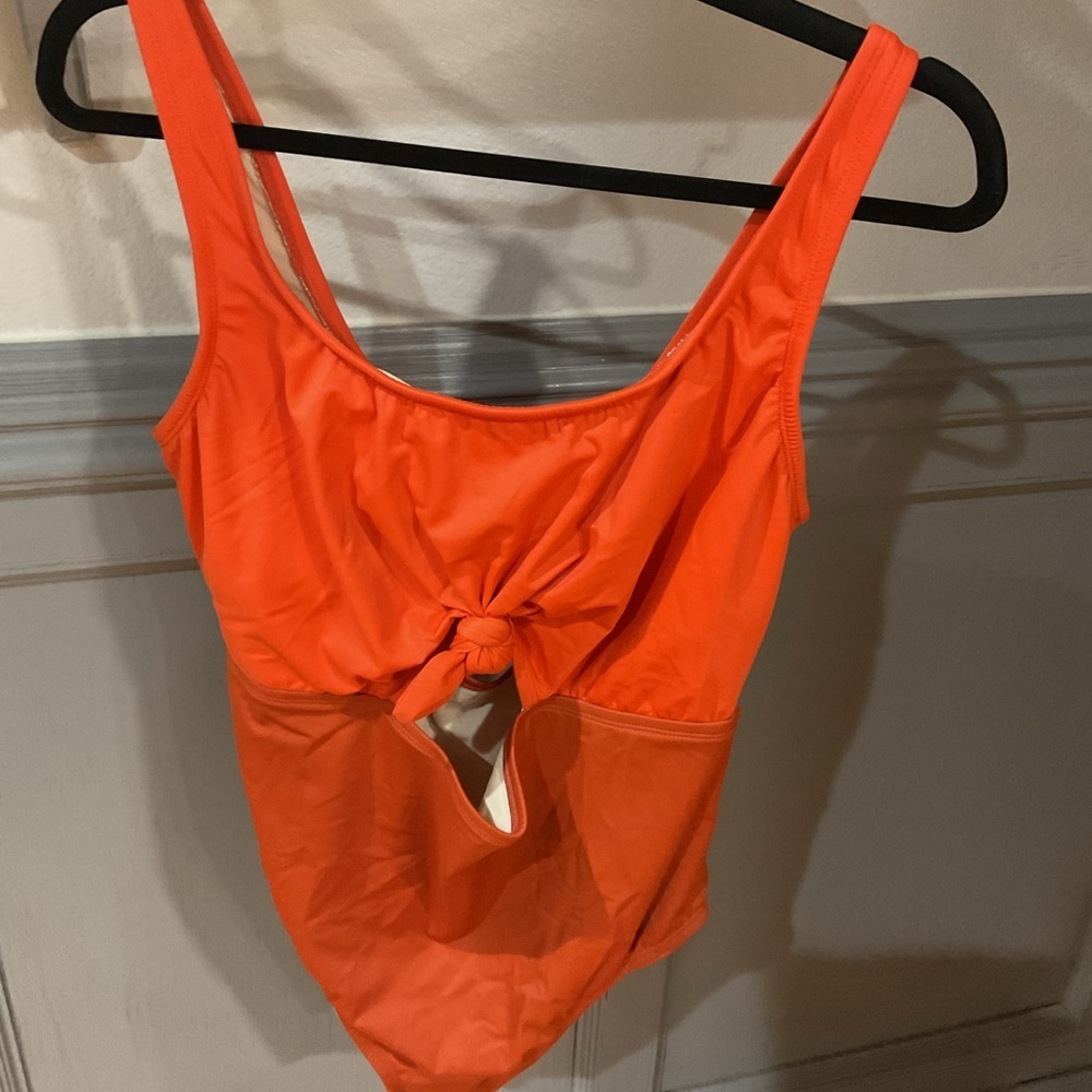 Orange Knot-Front One-Piece Swimsuit - Women